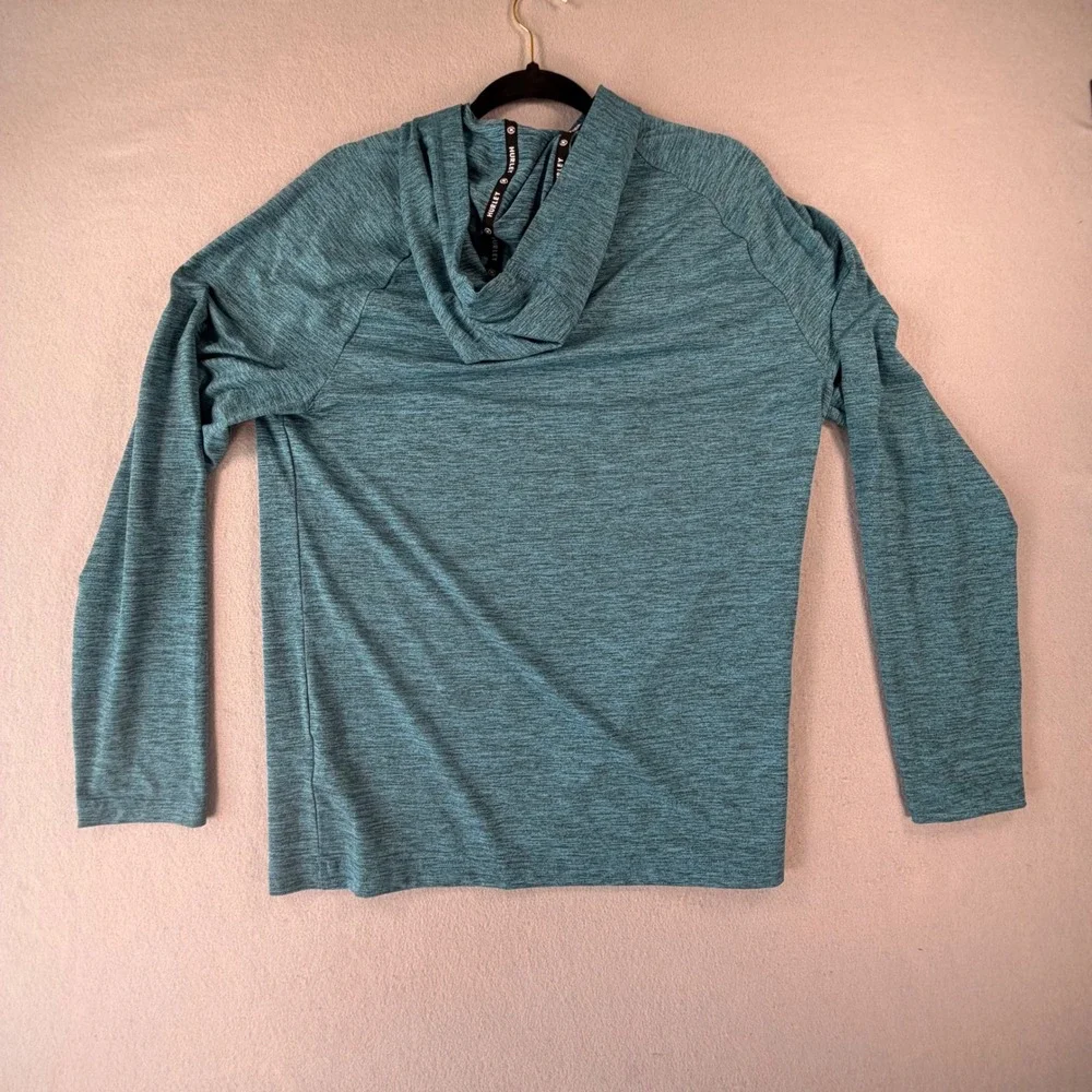 Hurley Mens Large Blue Space Dye Long Sleeve Hooded Performance Shirt Streetwear